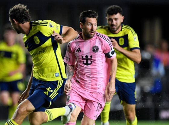 Leo Messi, during the match against Nashville